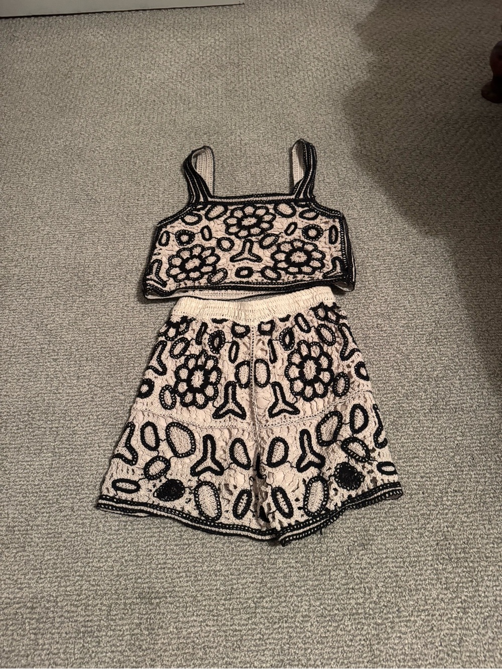 Rebellion Cream & Black Floral Knit Two-Piece Set